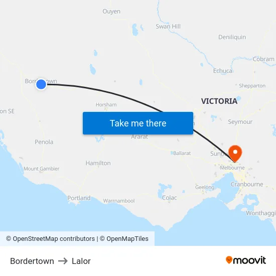 Bordertown to Lalor map