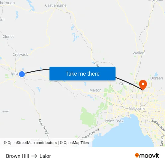 Brown Hill to Lalor map