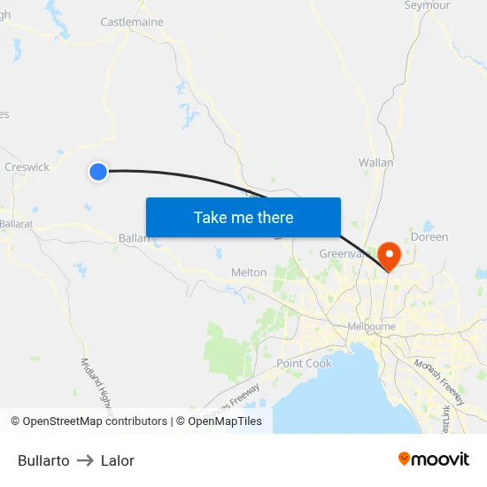 Bullarto to Lalor map