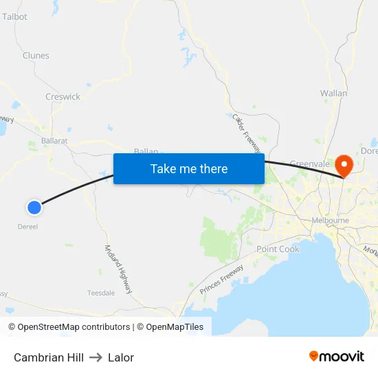 Cambrian Hill to Lalor map