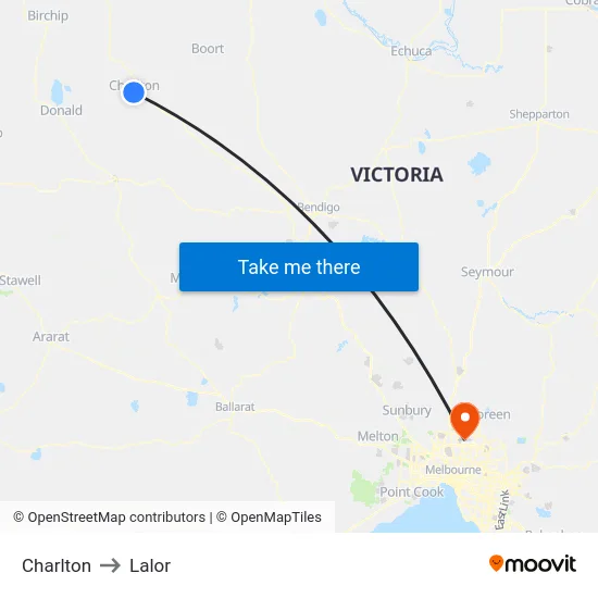 Charlton to Lalor map