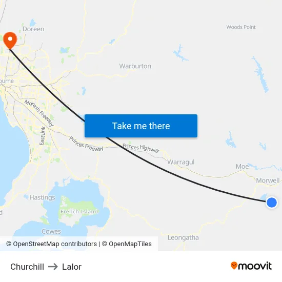 Churchill to Lalor map
