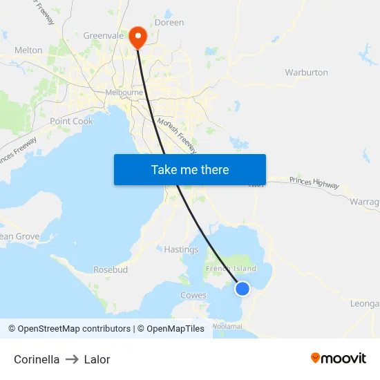 Corinella to Lalor map
