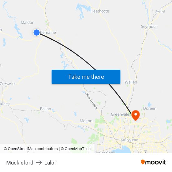 Muckleford to Lalor map