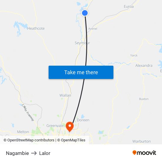 Nagambie to Lalor map