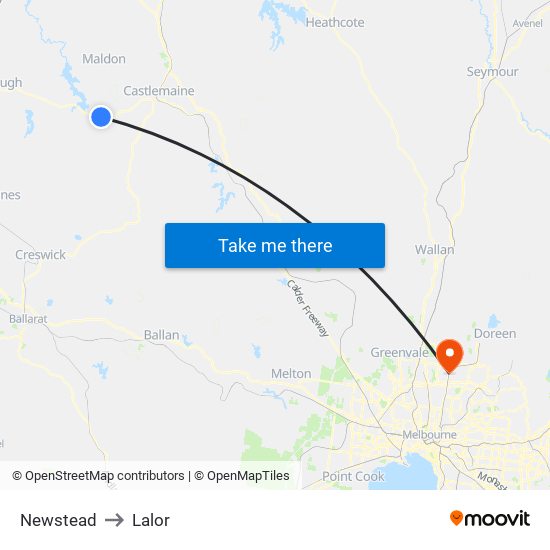 Newstead to Lalor map