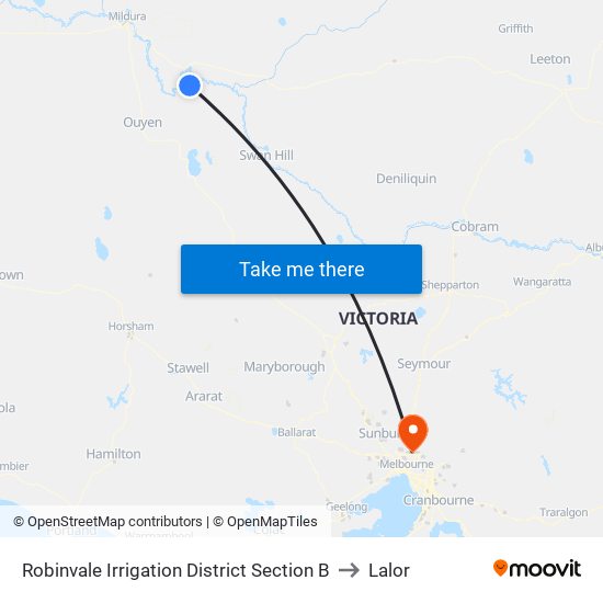 Robinvale Irrigation District Section B to Lalor map