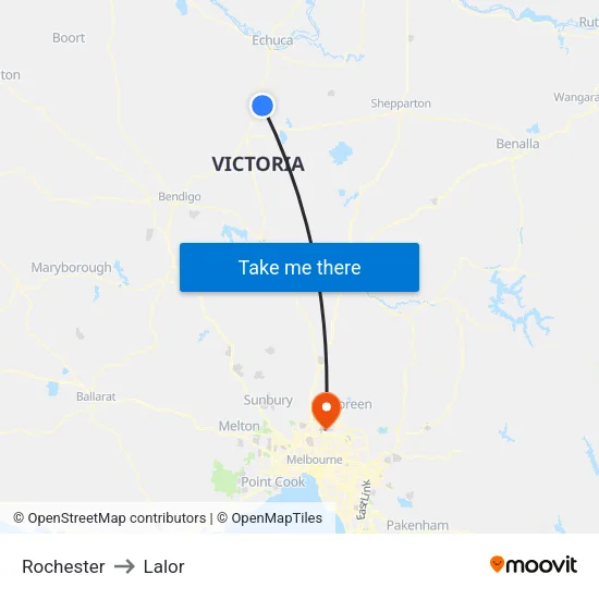 Rochester to Lalor map