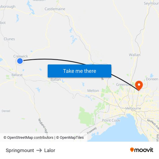 Springmount to Lalor map