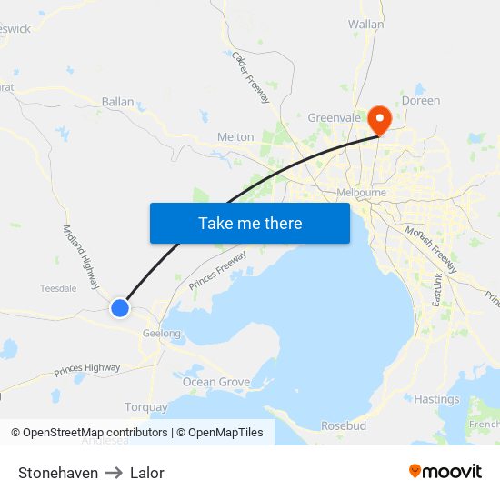 Stonehaven to Lalor map