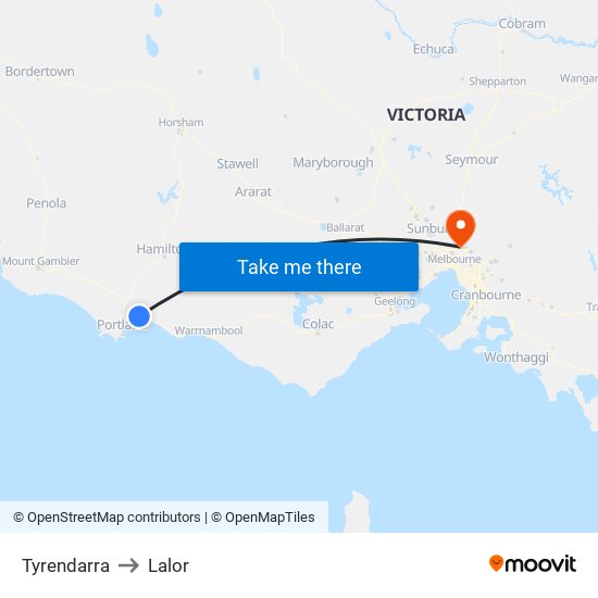 Tyrendarra to Lalor map