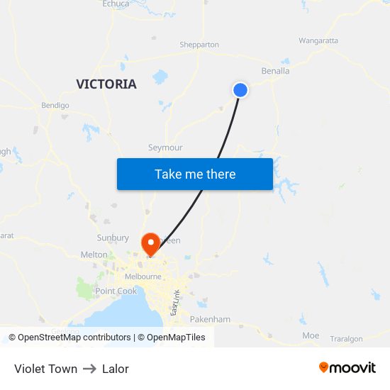 Violet Town to Lalor map