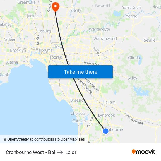 Cranbourne West - Bal to Lalor map