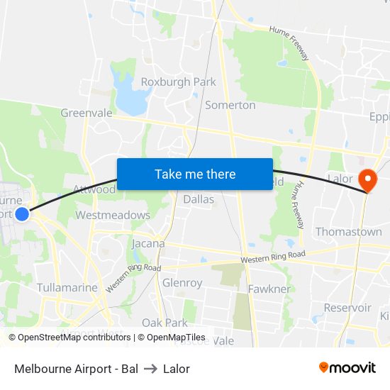 Melbourne Airport - Bal to Lalor map