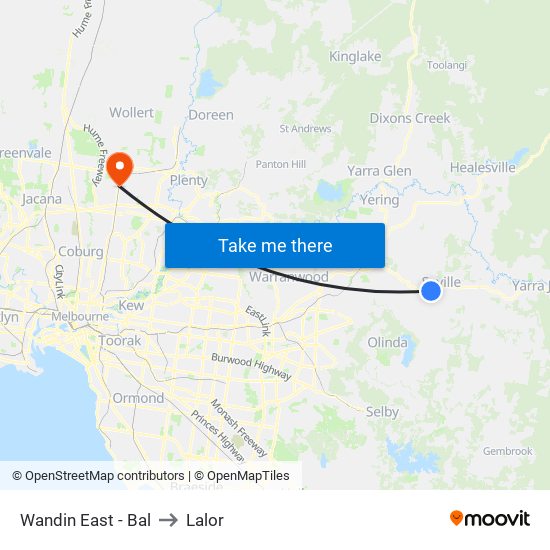 Wandin East - Bal to Lalor map