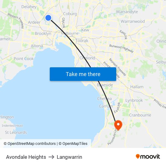 Avondale Heights to Langwarrin map