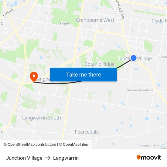 Junction Village to Langwarrin map