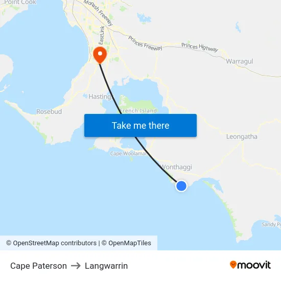 Cape Paterson to Langwarrin map