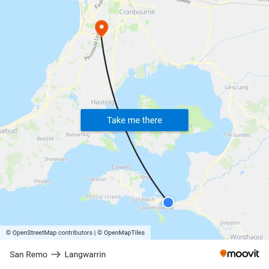 San Remo to Langwarrin map