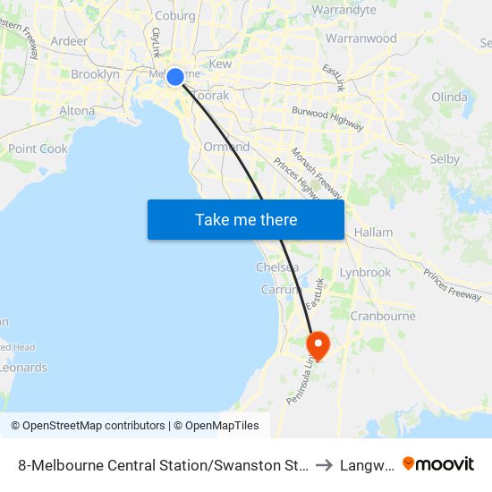 8-Melbourne Central Station/Swanston St (Melbourne City) to Langwarrin map