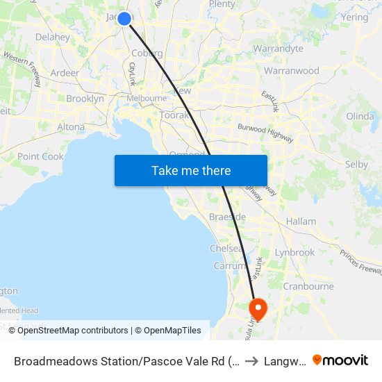 Broadmeadows Station/Pascoe Vale Rd (Broadmeadows) to Langwarrin map