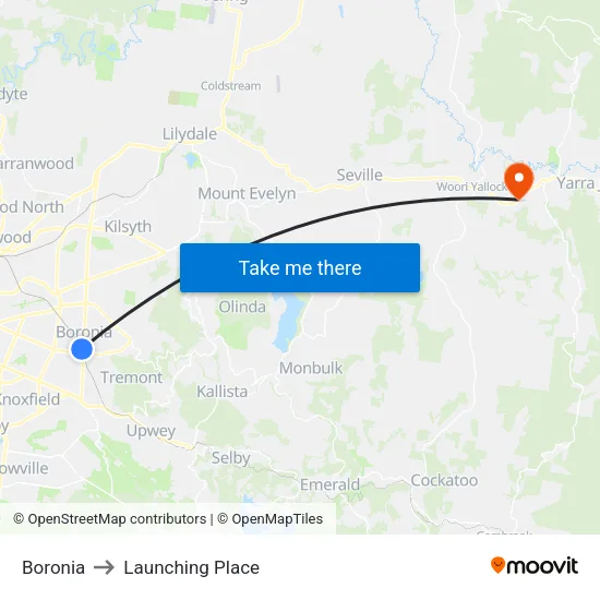 Boronia to Launching Place map