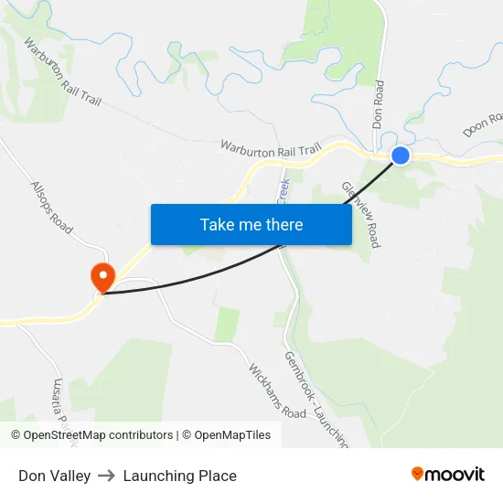 Don Valley to Launching Place map