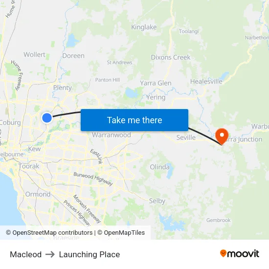 Macleod to Launching Place map