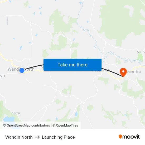 Wandin North to Launching Place map