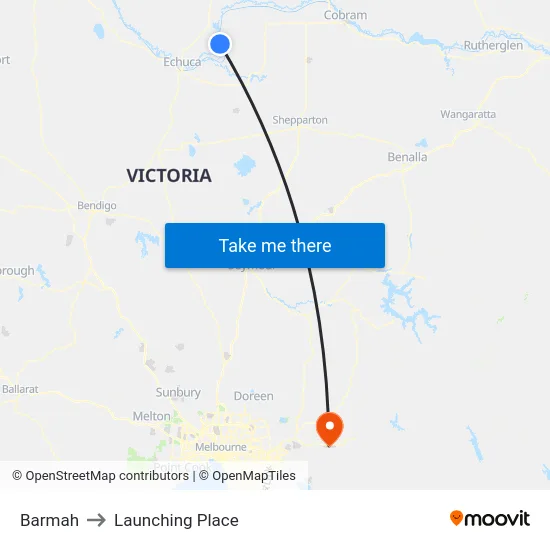 Barmah to Launching Place map