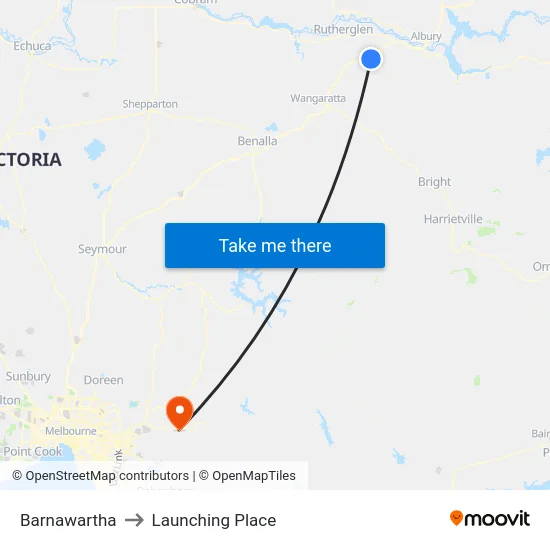 Barnawartha to Launching Place map