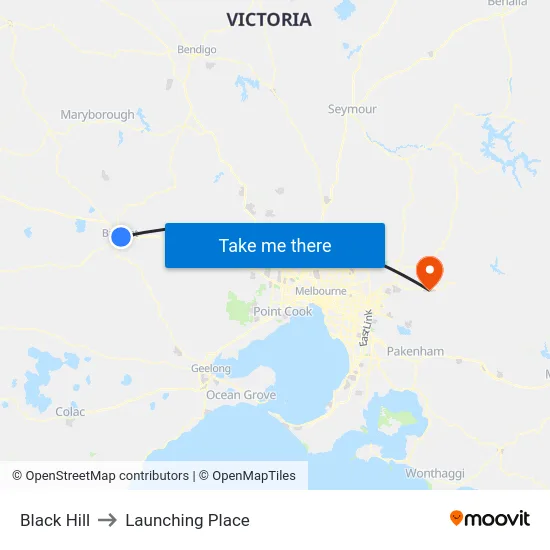 Black Hill to Launching Place map