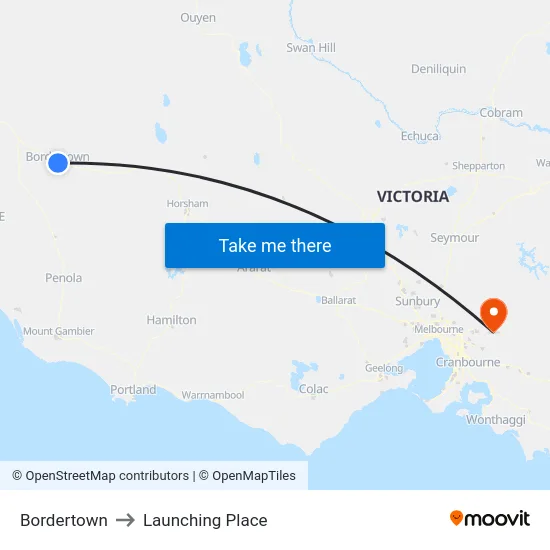 Bordertown to Launching Place map