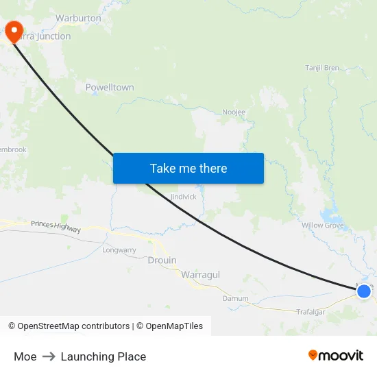 Moe to Launching Place map