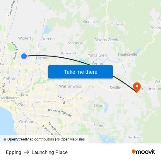 Epping to Launching Place map