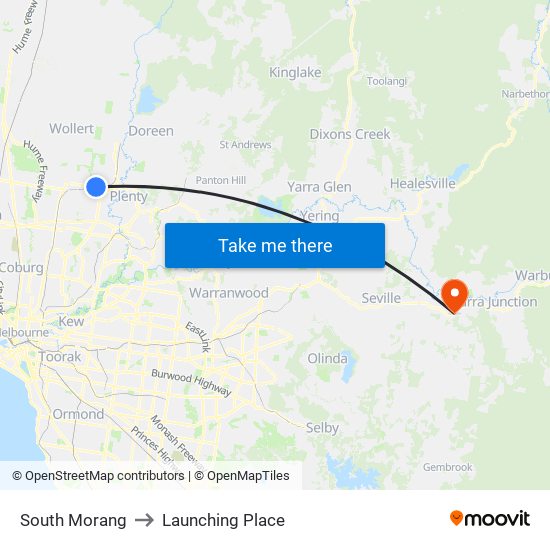 South Morang to Launching Place map