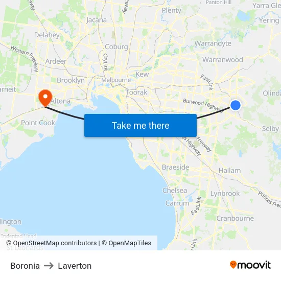 Boronia to Laverton map