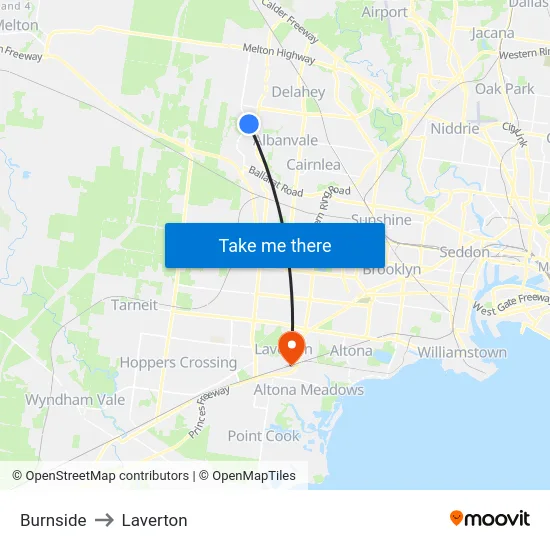 Burnside to Laverton map