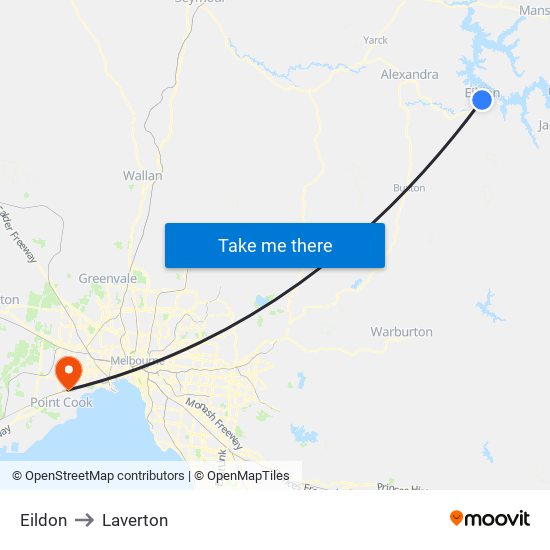 Eildon to Laverton map