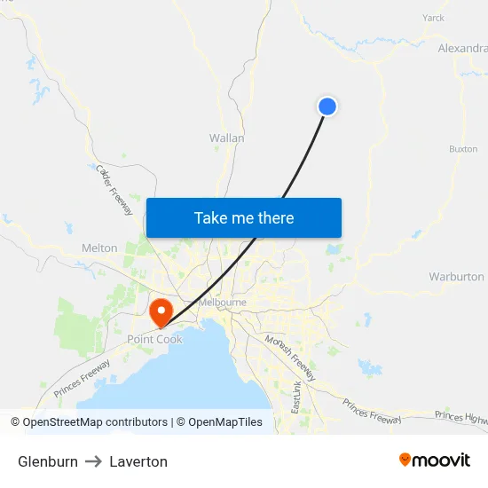 Glenburn to Laverton map