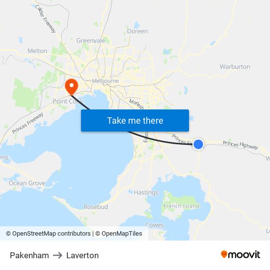 Pakenham to Laverton map