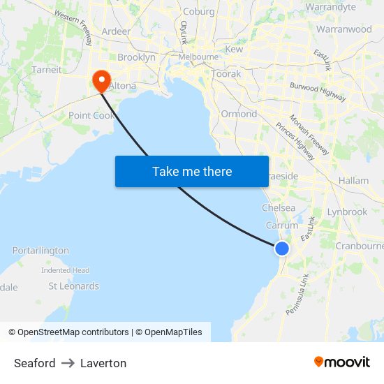 Seaford to Laverton map