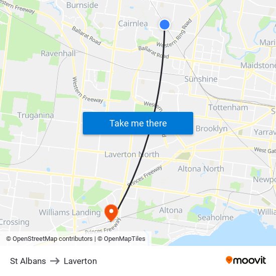 St Albans to Laverton map