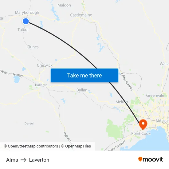 Alma to Laverton map