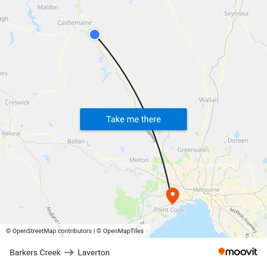Barkers Creek to Laverton map