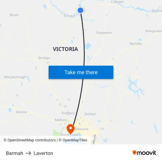Barmah to Laverton map