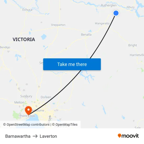 Barnawartha to Laverton map