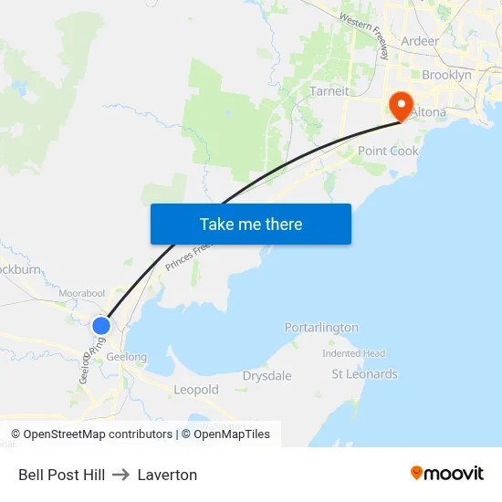 Bell Post Hill to Laverton map