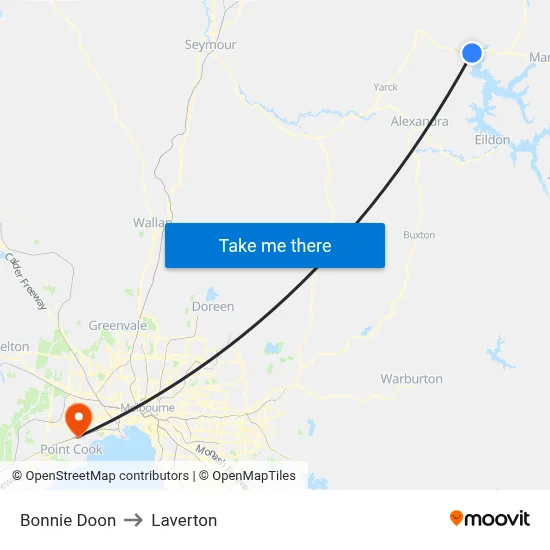 Bonnie Doon to Laverton map