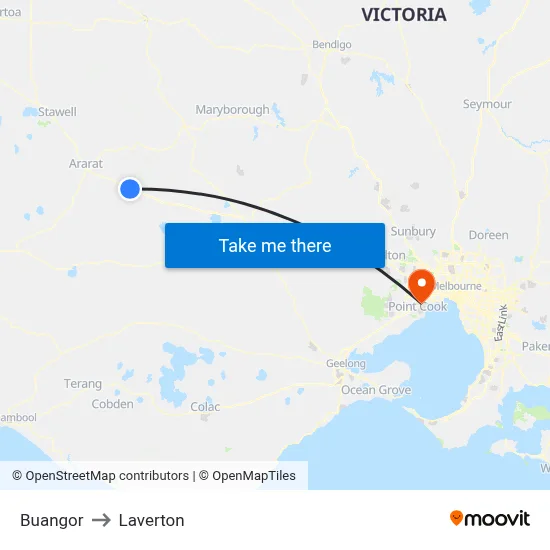 Buangor to Laverton map